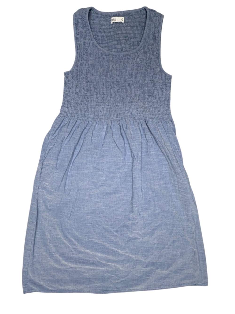 dress CROFT & BARROW blue M cotton/viscose sleeveless scoop neck elastic bodice - Picture 5 of 15